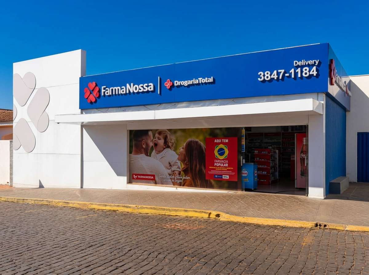 Fachada da farmácia FarmaNossa em Nuporanga - SP